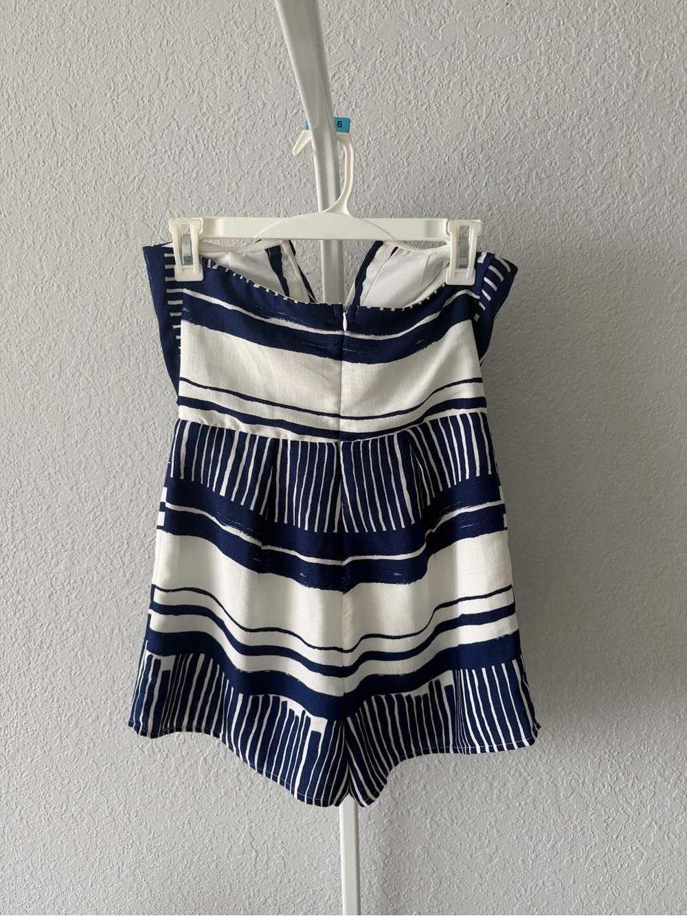 Lulu's Navy & White Strapless Tie-Front Romper - Picture 7 of 8